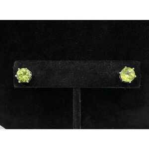 Dee Berkley Jewelry Sterling Silver 925 Large Green Peridot ? Stud Earrings